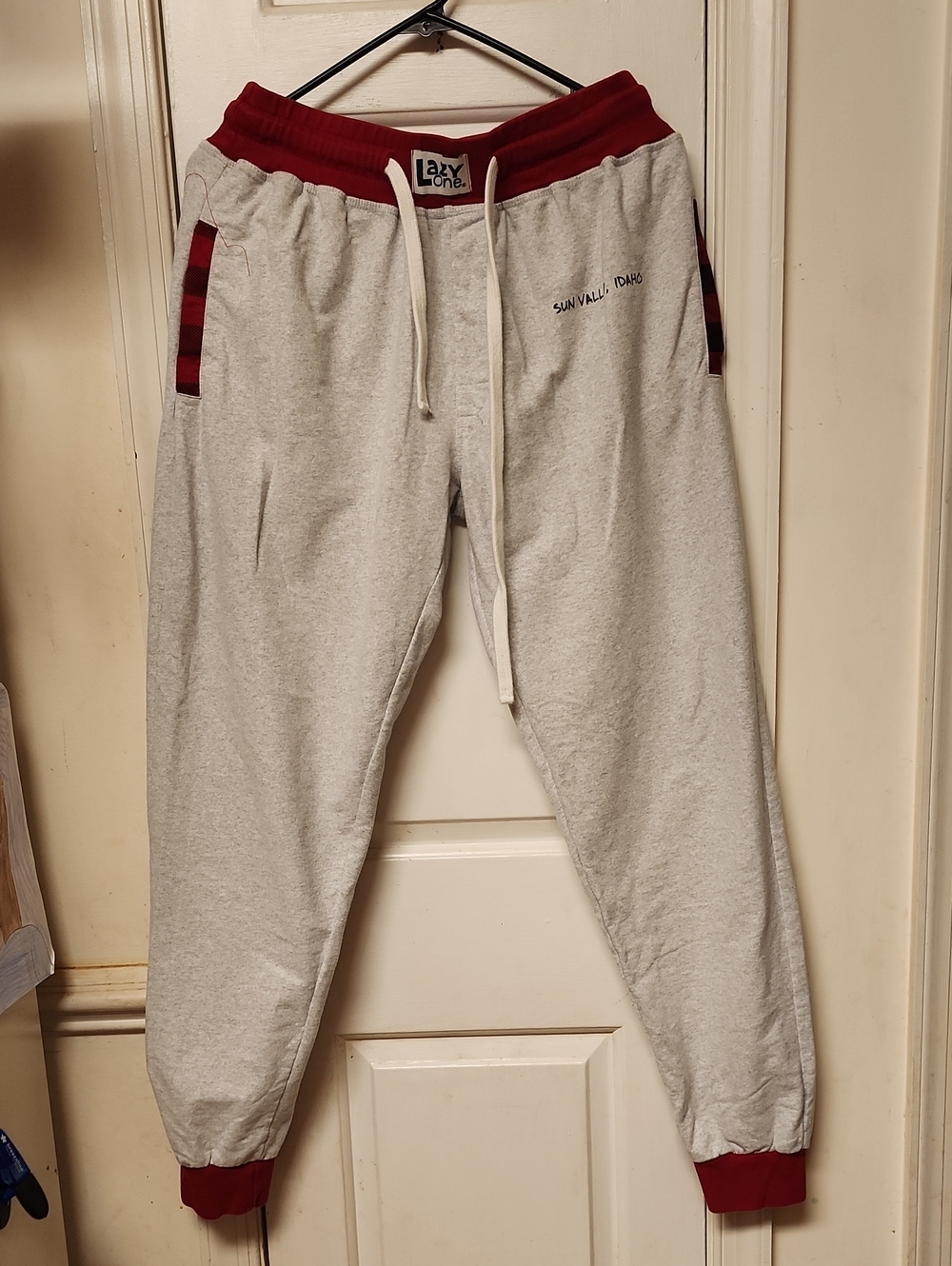 Lazy One Men’s Light Gray Joggers with Maroon Accents